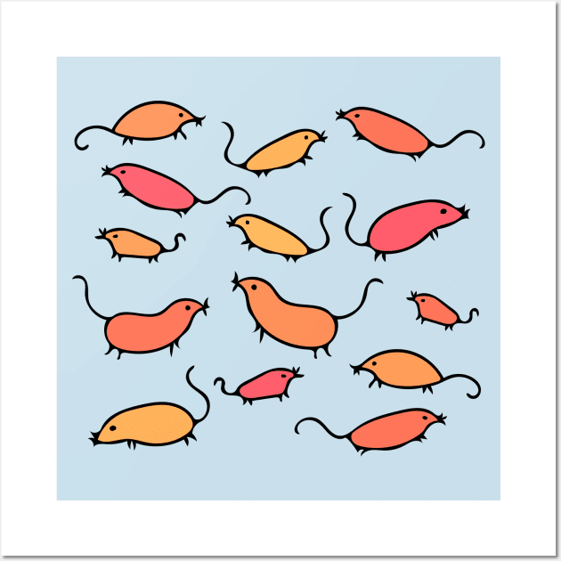 Cute and Colorful Mouse Pattern (light colors) Wall Art by Davey's Designs